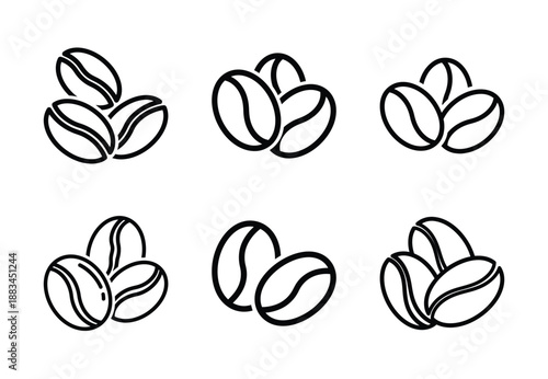 Set of food related coffee beans  outline vector icons. food linear icons collection, Editable stroke