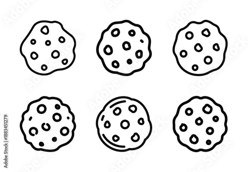 Set of food related cookie  outline vector icons. food linear icons collection, Editable stroke