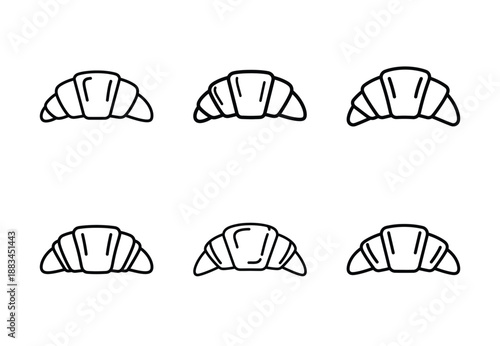 Set of food related croissant  outline vector icons. food linear icons collection, Editable stroke