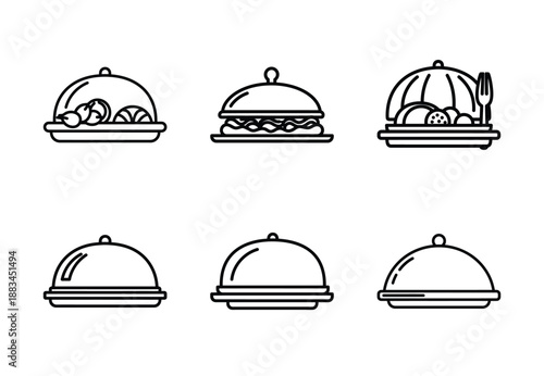 Set of food related cultural cuisine  outline vector icons. food linear icons collection, Editable stroke