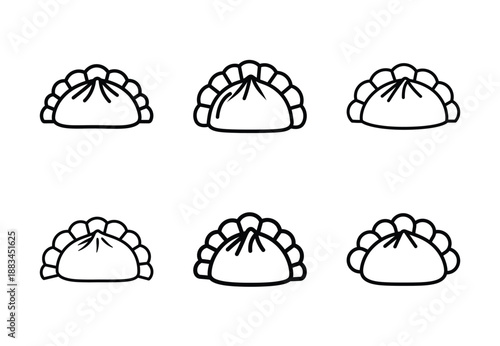 Set of food related dumplings  outline vector icons. food linear icons collection, Editable stroke