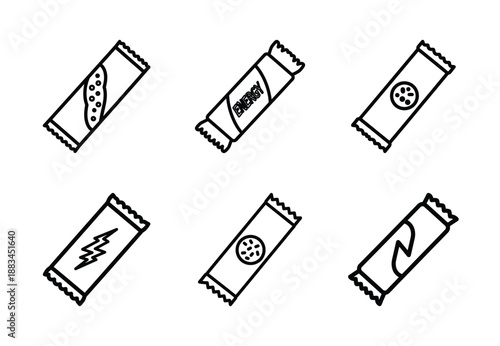 Set of food related energy snack  outline vector icons. food linear icons collection, Editable stroke