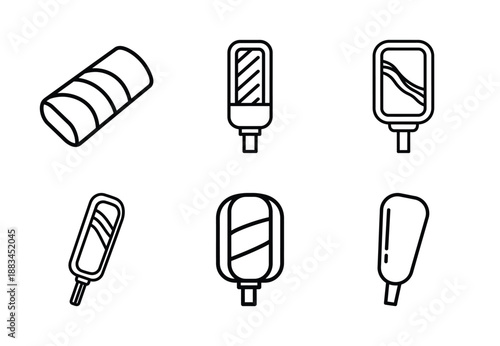 Set of food related frozen food  outline vector icons. food linear icons collection, Editable stroke