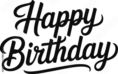 Elegant Happy Birthday Script Text lettering calligraphy