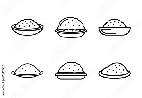 Set of food related indian food  outline vector icons. food linear icons collection, Editable stroke