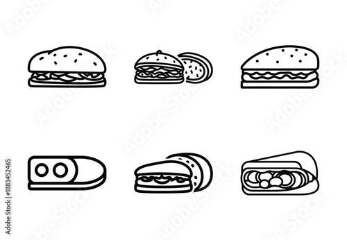 Set of food related italian food  outline vector icons. food linear icons collection, Editable stroke