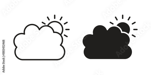 Cloudy Day icon suitable. Simple outline and solid style icon EPS10