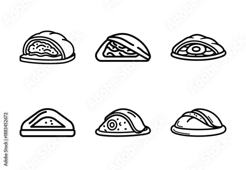 Set of food related middle eastern food  outline vector icons. food linear icons collection, Editable stroke