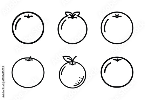 Set of food related orange fruit  outline vector icons. food linear icons collection, Editable stroke