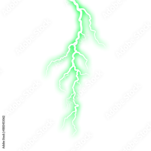Vertical Green Lightning Bolt Striking Through the Center with Intense Electric Energy and High-Impact Visual Power for Modern Creative Use