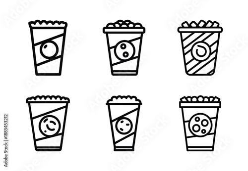 Set of food related party snacks  outline vector icons. food linear icons collection, Editable stroke
