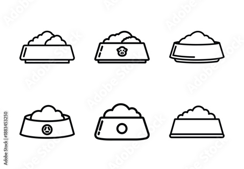 Set of food related pet food bowl  outline vector icons. food linear icons collection, Editable stroke