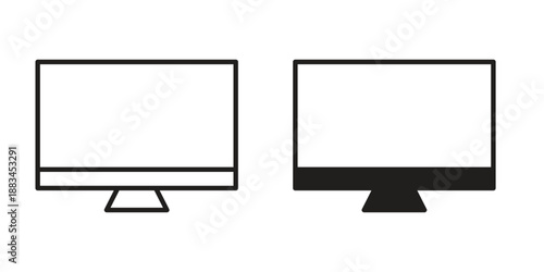 Computer screen icon suitable. Simple outline and solid style icon EPS10