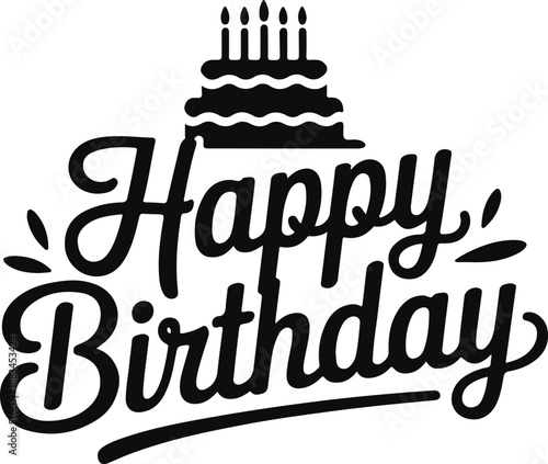 Happy Birthday lettering with cake and candles Keywords: happy birthday, cake, celebration