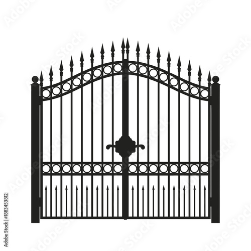Ornate Iron Gate Icon – Decorative Wrought Fence Symbol for Estate, Garden & Security Design