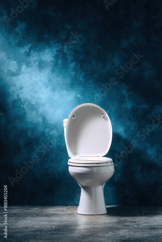 Toilet grungy blue wall backdrop