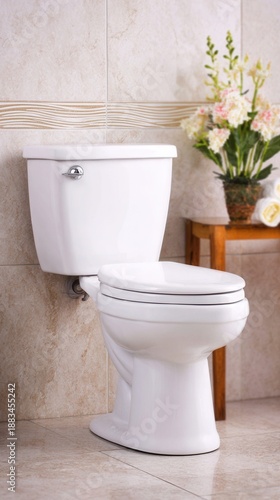 Elegant bathroom interior with floral decor