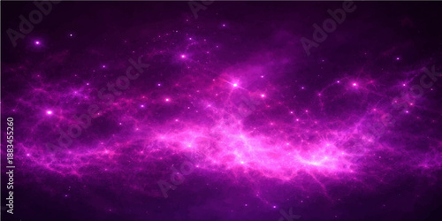 An abstract cosmic universe background featuring a purple starry sky with a bright nebula and deep blue starfield in the dark outer space galaxy