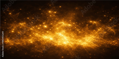 Deep space abstract background featuring a bright blue nebula and glowing stars with particles across a dark cosmic universe sky for astronomy illustrations and copy space