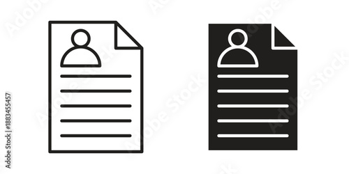 CV icon suitable. Simple outline and solid style icon EPS10