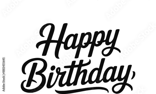 Happy Birthday text with underline on white lettering