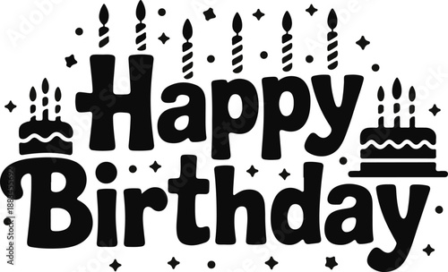 Happy Birthday with cakes and candles graphic Keywords: happy birthday, celebration, party