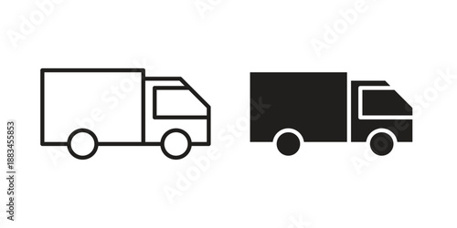 Delivery van icon suitable. Simple outline and solid style icon EPS10