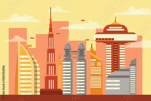 Futuristic City Skyline with Unique Architecture future building