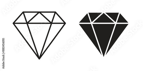 Diamond icon suitable. Simple outline and solid style icon EPS10
