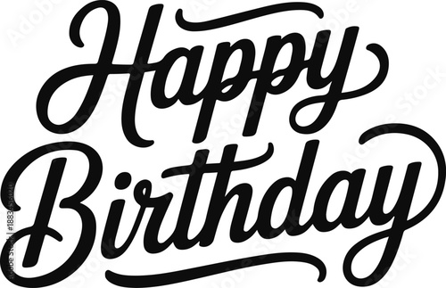 Modern Happy Birthday Script Typography text lettering