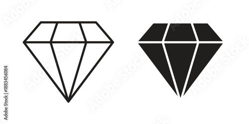 Diamond icon suitable. Simple outline and solid style icon EPS10