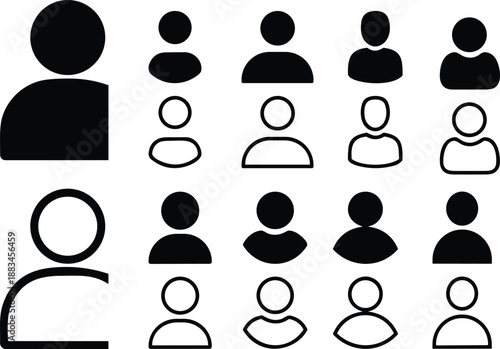 People line and flat icons set. Team of workers. User profile symbol. Group of people. Group of users collection. Persons symbol. Men women. Crowd of humans. partnership businessman network member