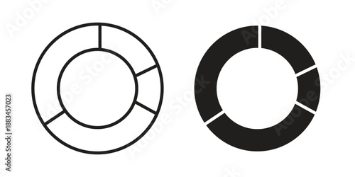 Donut chart icon suitable. Simple outline and solid style icon EPS10