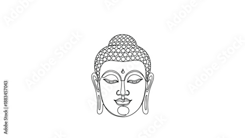 Detailed line art illustration of Buddha face spiritual zen symbol