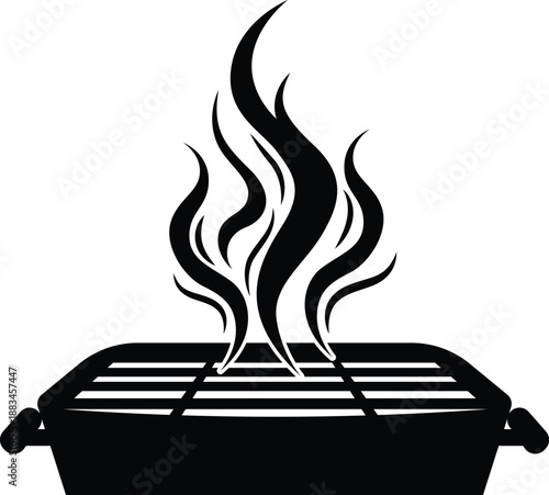 Abstract black sculpture on a white surface with strong shadows