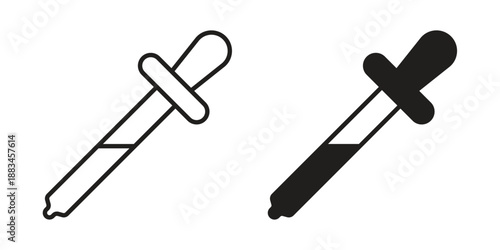 Dropper icon suitable. Simple outline and solid style icon EPS10