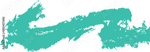 Teal abstract paint smear on white background