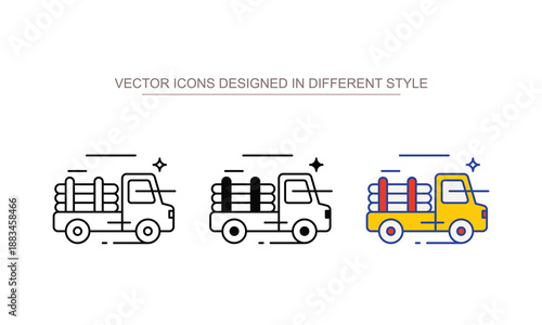Logging Truck icon stock isolated on white sheet