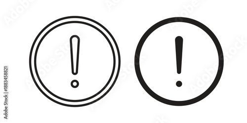 Exclamation button icon suitable. Simple outline and solid style icon EPS10