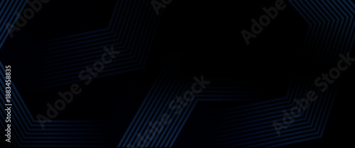 Blue abstract background with glowing hexagon. Swirl circular lines pattern. Geometric spiral. Twirl element. Modern graphic design. Futuristic technology