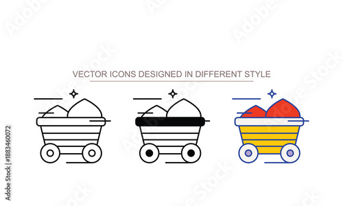 Wooden Cart icon design with white background stock illustration