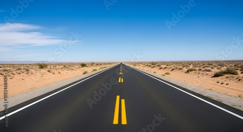 Wallpaper Mural Desert highway with yellow road markings under blue sky Torontodigital.ca