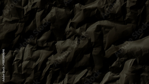 Crinkled paper texture dark background closeup