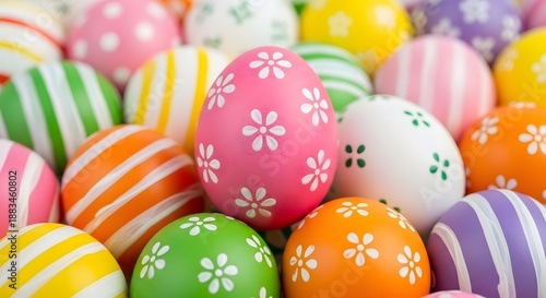 Wallpaper Mural Colorful easter eggs with floral patterns and stripes Torontodigital.ca