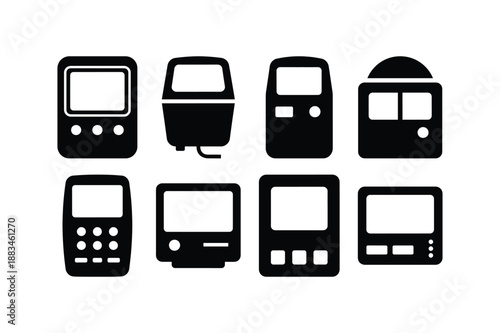 Auto Rickshaw Meter Black Silhouette Flat Icon Vector