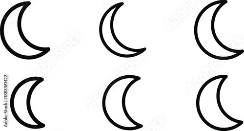 Collection of moon phases and crescent icons