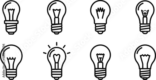 Collection of lightbulb idea and innovation icons