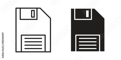 Floppy disk icon suitable. Simple outline and solid style icon EPS10