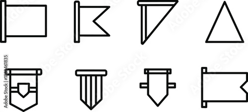 Collection of flag and banner pennant icons
