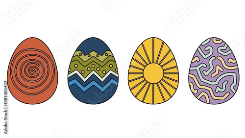 Colorful Easter Eggs with Unique Designs.